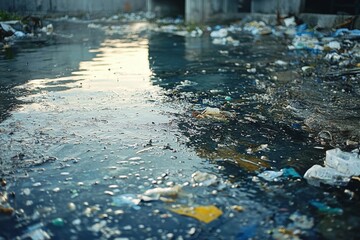 Water pollution in the environment created with Generative AI