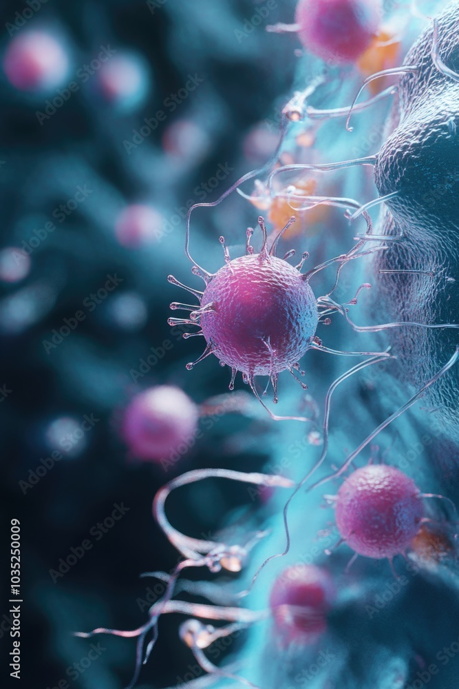 Poster a microscopic view of a cell inside a cell wall, highlighting the intricate details of cellular stru
