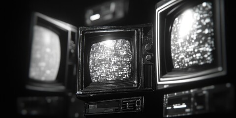 A classic black and white TV set from the past, perfect for nostalgic scenes or vintage decorations