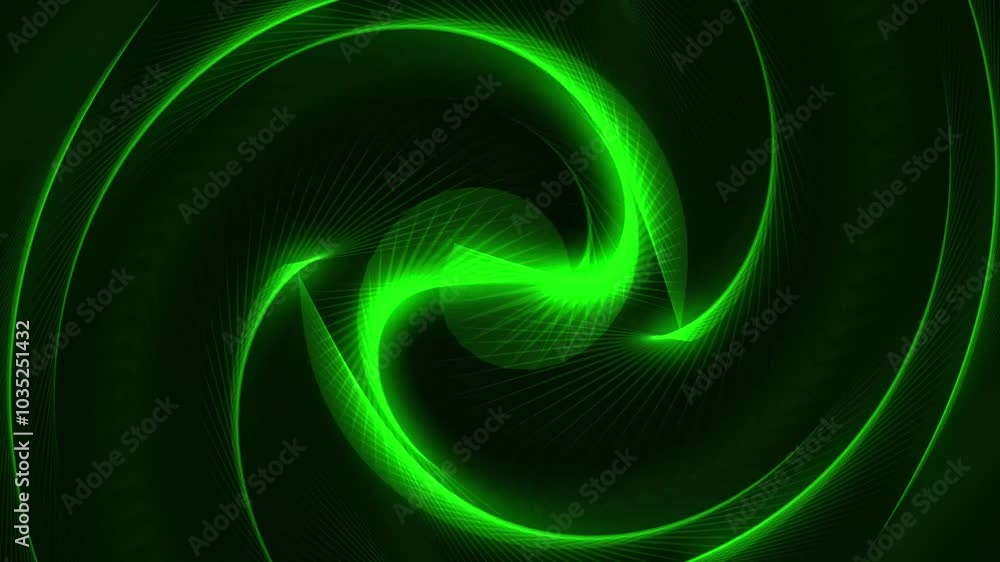Poster green twisted futuristic dot animated motion background. turning dots circle an abstract background.