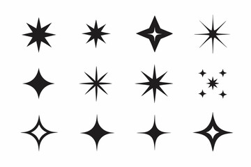 Sparkle star icon set, sparkles icon vector bundle, set of star sparkles icons