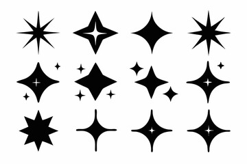 Sparkle star icon set, sparkles icon vector bundle, set of star sparkles icons