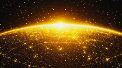 Obraz premium abstract business connection of line from nail node to node on world map background Innovation network points Earth's surface