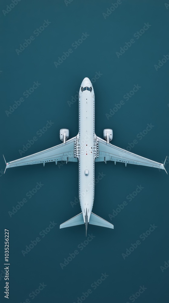 Poster sleek white passenger airplane soars gracefully above the sea, offering space for text. the minimali