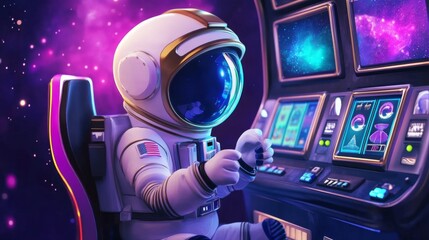 Astronaut slot machine animations with sciencethemed minigames