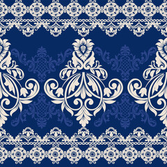 Seamless damask pattern Elegant and classic design with intricate floral motifs. Perfect for wallpaper, fabric, or packaging design.