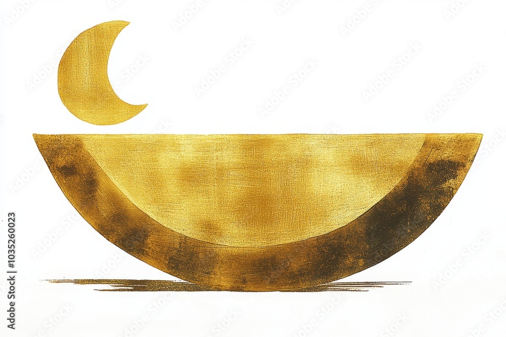 Aufkleber golden crescent moon and candle set in abstract shapes representing balance tranquility and the calm