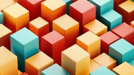 Fototapeta premium Abstract Arrangement of Colorful Cubes in a 3D Pattern