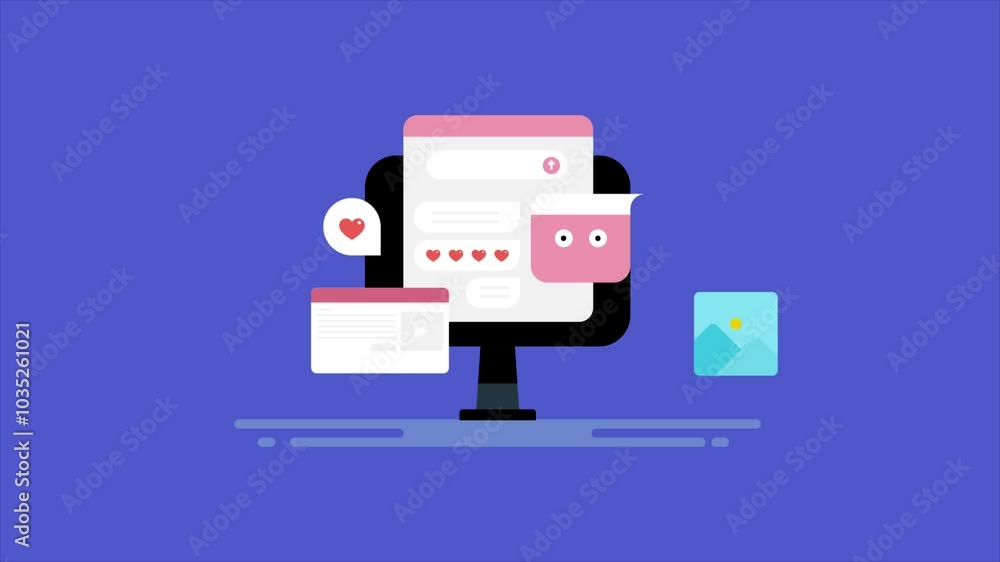 Poster chatbot software, website customer service with artificial intelligence technology conceptual video 
