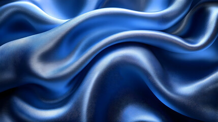 Obraz premium Blue Satin Fabric Draped and Flowing with a Smooth Texture