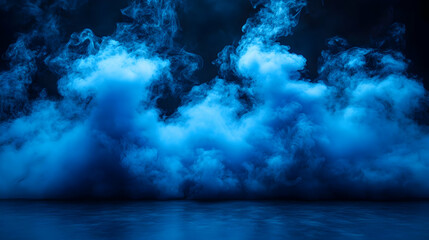 Blue Smoke Swirling and Rising on a Black Background