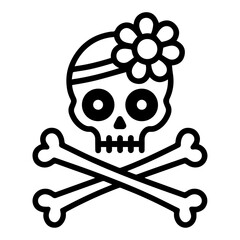 Mexican Festival Skull Icon Illustration