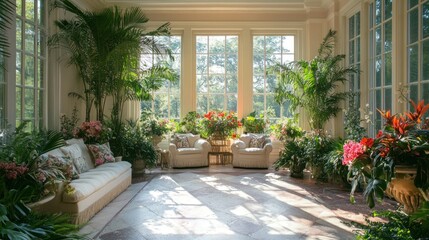 Sunlit Greenhouse Interior
