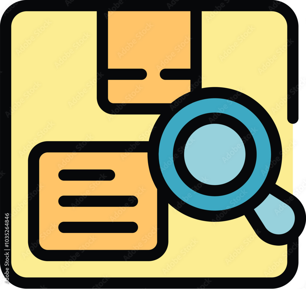 Aufkleber this vector uses color to illustrate a magnifying glass searching a parcel tracking code