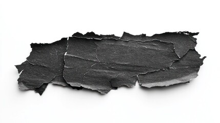 piece of black paper tear isolated on white background  