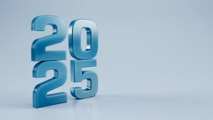 New year 2025 text - 3D render on clean background