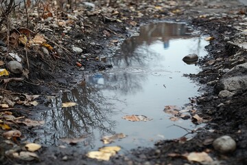 Fototapeta premium Water pollution in the environment created with Generative AI
