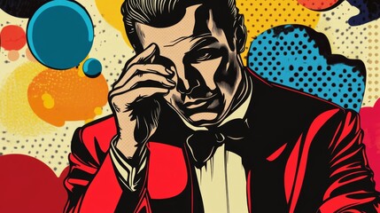Poker player portraits in Lichtenstein style with dramatic bubbles