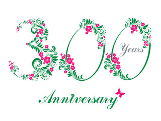 300 years anniversary. Happy birthday card. Celebration background with number 
three hundred and place for your text. Vector illustration