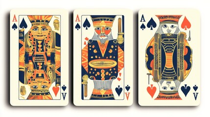 Egyptianthemed Art Deco playing cards with metallic accents