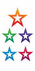 Five colorful stars with a white center, perfect for adding a touch of sparkle and cheer to your projects. These vibrant stars are ideal for branding, website design, and social media graphics.