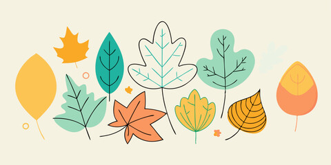 A collection of autumn leaves in various shapes and colors, perfect for adding a touch of nature to your designs. These illustrations are ideal for creating fall-themed projects.
