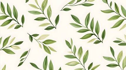 Naklejka premium A delicate watercolor fern pattern in varying shades of green, set against a soft ivory background
