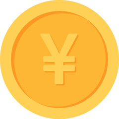 Japanese Yen Gold currency coin flat icon design illustrations 