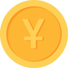 Yuan Chinese Gold currency coin flat icon design illustrations 