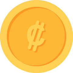Costa Rican Colon Gold currency coin flat icon design illustrations 