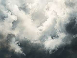 Obraz premium Smoke Brush. Abstract Sky and Cloud Formation in a Dark Stormy Weather