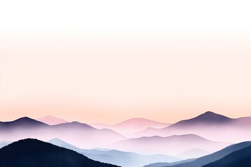 Fototapeta premium Soft mountains fading into the distance with watercolor strokes, blending purples and blues into a dreamy landscape