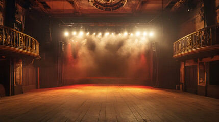 Fototapeta premium A stage with dramatic lighting ready for a performance - 