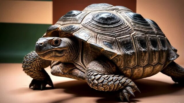 A close up view of a turtle in a serene environment, showcasing its textured shell and calm demeanor, emphasizing nature's beauty