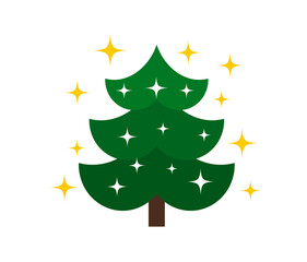 Christmas tree with stars icon. PNG illustration on transparent background. Christmas holiday design element.