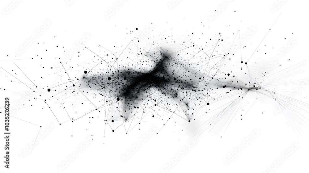 Poster geometric abstract background with connected dots and lines. molecular structure and communication. 
