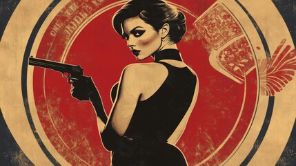 Elegant 60sstyle Casino Royale poster with iconic Bond imagery
