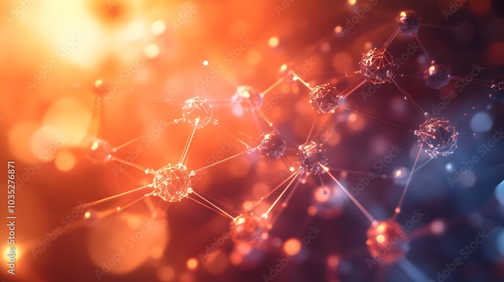 Poster geometric abstract background with connected dots and lines. molecular structure and communication. 