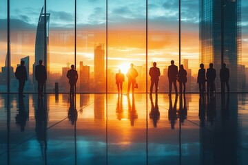 A group of business people standing in building