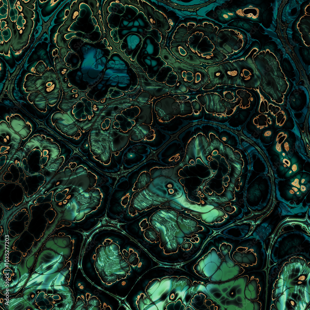 Aufkleber malachite marble texture. fractal digital art background. high resolution. green marble texture with