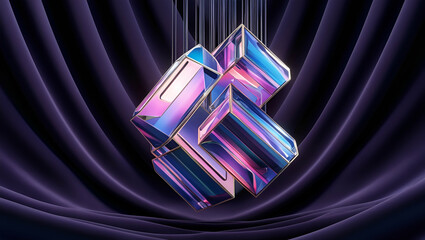 Abstract geometric blocks on black background, 3d render