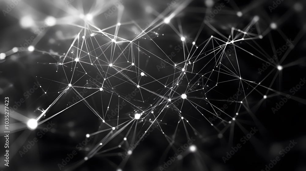 Poster geometric abstract background with connected dots and lines. molecular structure and communication. 