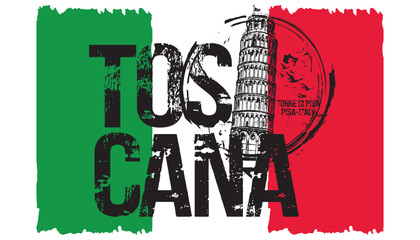 Pisa Tower. Toscana, Italy city design. Hand drawn illustration.