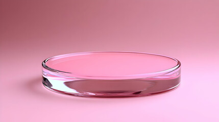 Glass Dish Filled with Liquid on a Pink Background,  Abstract Art, Minimalism,  Clean Lines,  Simple Beauty,  Contemporary Design,  Geometric Shapes,  Color Palette