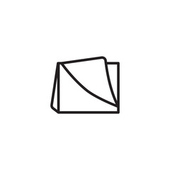 Line drawing of a shoe towel. A rectangular towel with visible tabs. Editable icon.