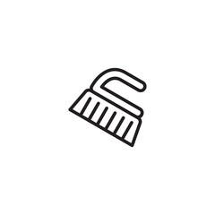 A line drawing of a cleaning brush. Angled brush with a curved handle.