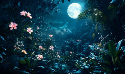 Dreamlike Landscapes and Mystical Gardens with Vibrant Flowers and Glowing Nature