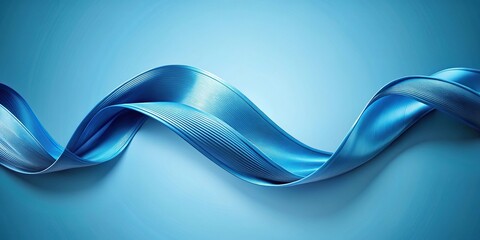 Abstract blue wavy ribbon folded cloth macro background