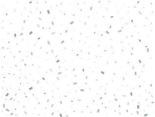 Magic silver Rectangular glitter confetti background. White festive texture.
