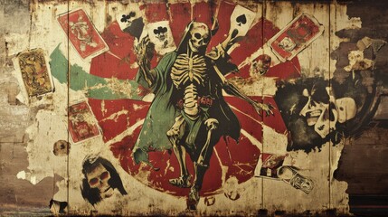Fototapeta premium Vintage propagandastyle ads for Goblin Casino Guild with war imagery
